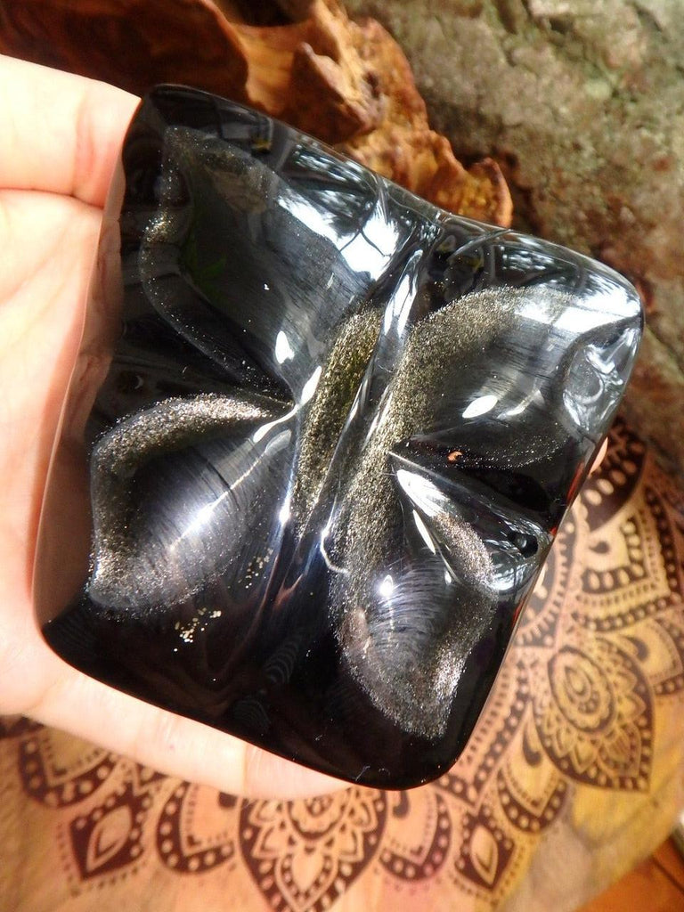 Incredible Silver Sheen Obsidian Butterfly Display Specimen - Earth Family Crystals