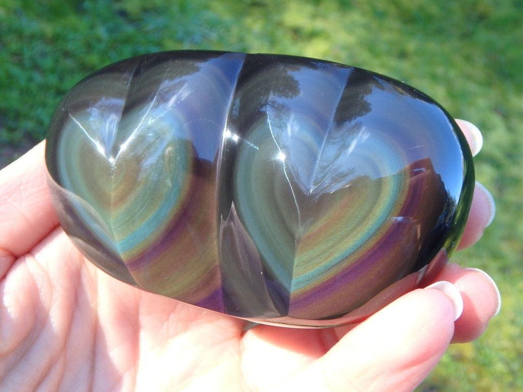 Fabulous Rainbow Obsidian Double Heart Carving 1 - Earth Family Crystals