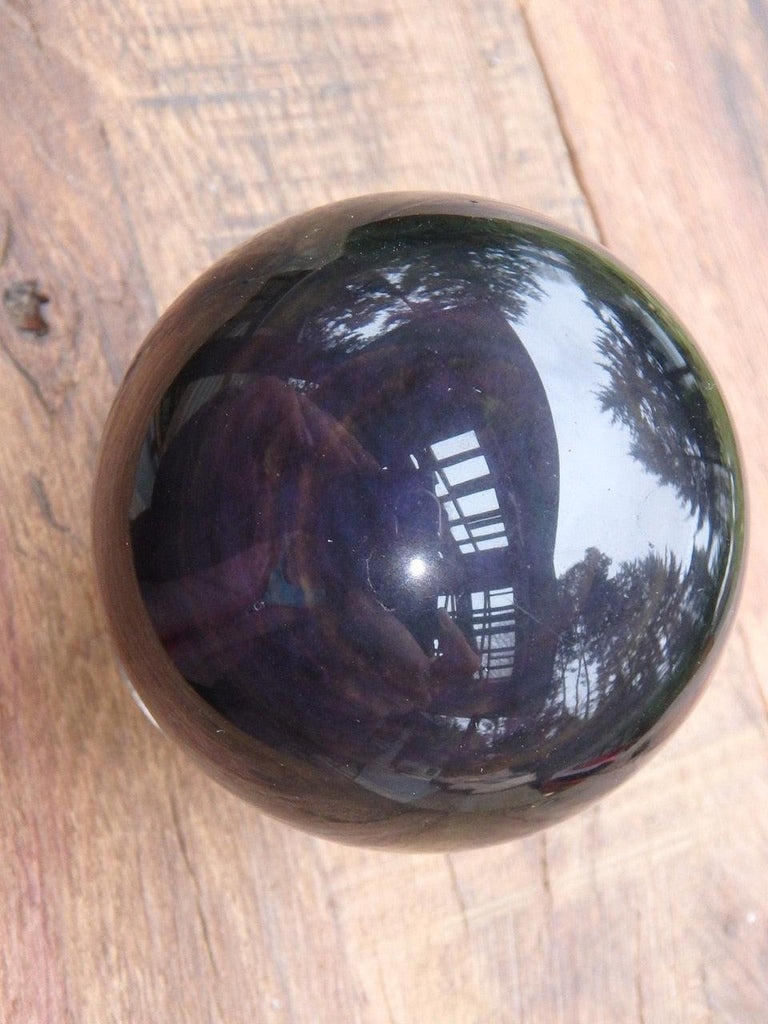 Mysterious Patterns Rainbow Obsidian Sphere Carving 1 - Earth Family Crystals