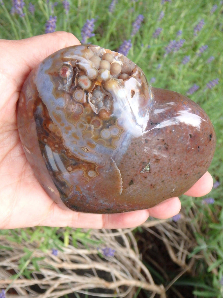 Amazing & Very Rare Unpolished Orbs 3D Depth Ocean Jasper Heart - Earth Family Crystals