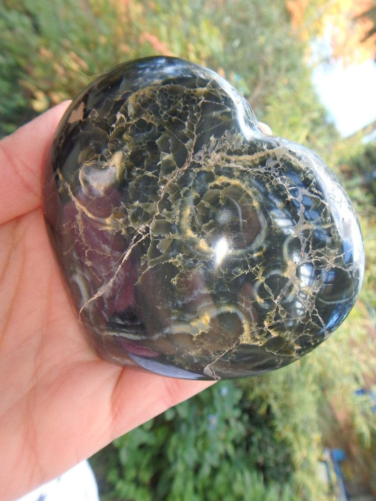 Mysterious Orbs & Swirls Ocean Jasper Love Heart - Earth Family Crystals