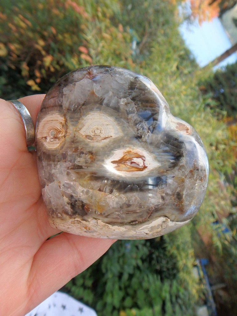 Druzy Caves! White & Black Contrast Ocean Jasper Love Heart - Earth Family Crystals