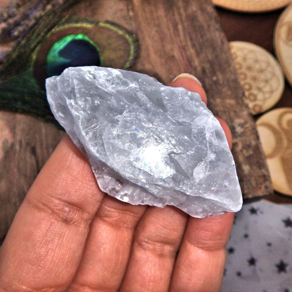 Shiny Hand Held Soft Blue Ohio Celestite Specimen 6 - Earth Family Crystals