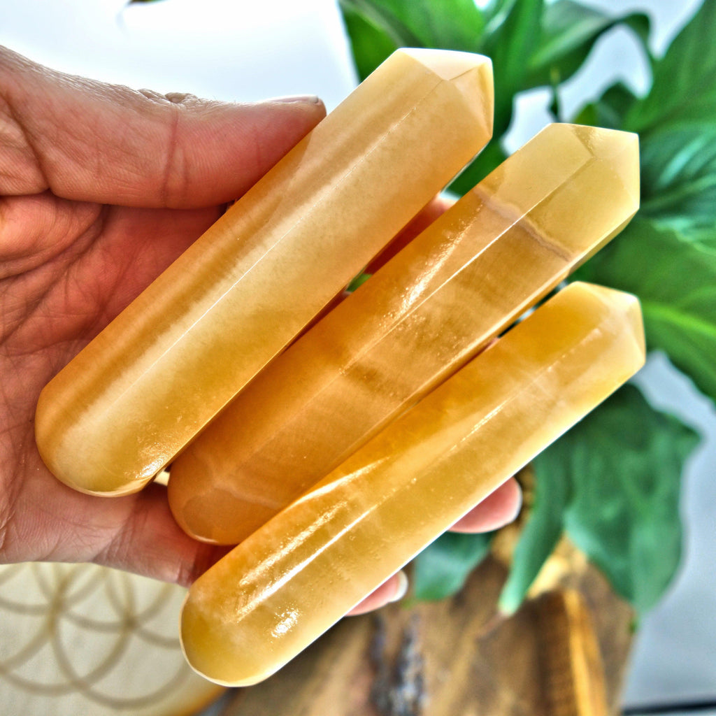 Creamsicle Orange Calcite Polished Wand Ideal for Sacral Chakra Healing - Earth Family Crystals