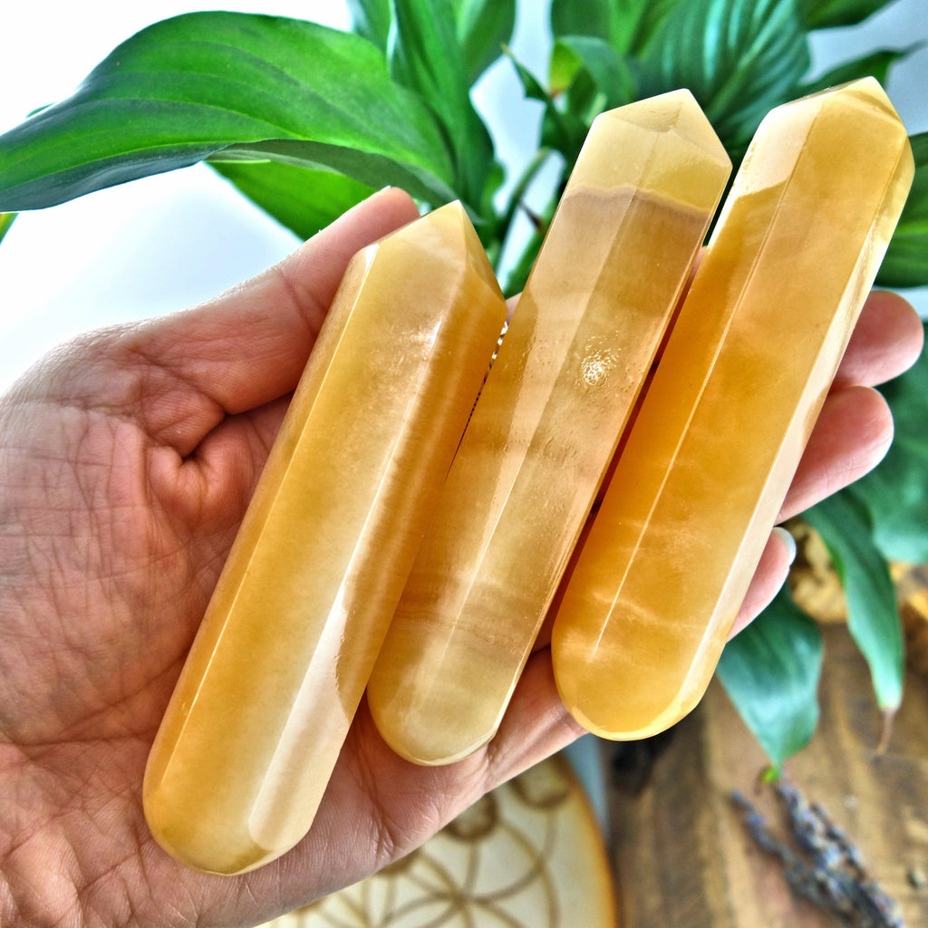 Creamsicle Orange Calcite Polished Wand Ideal for Sacral Chakra Healing - Earth Family Crystals