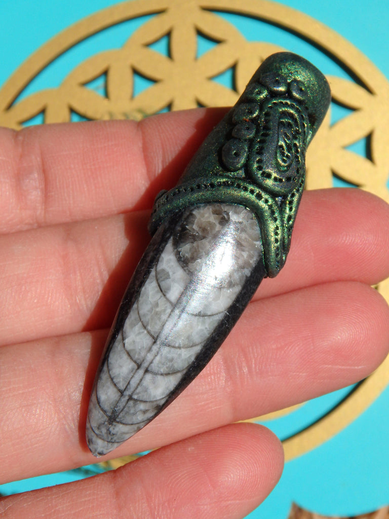 Orthoceras Fossil Handmade Energy Pendant (On Adjustable Cotton Cord) - Earth Family Crystals
