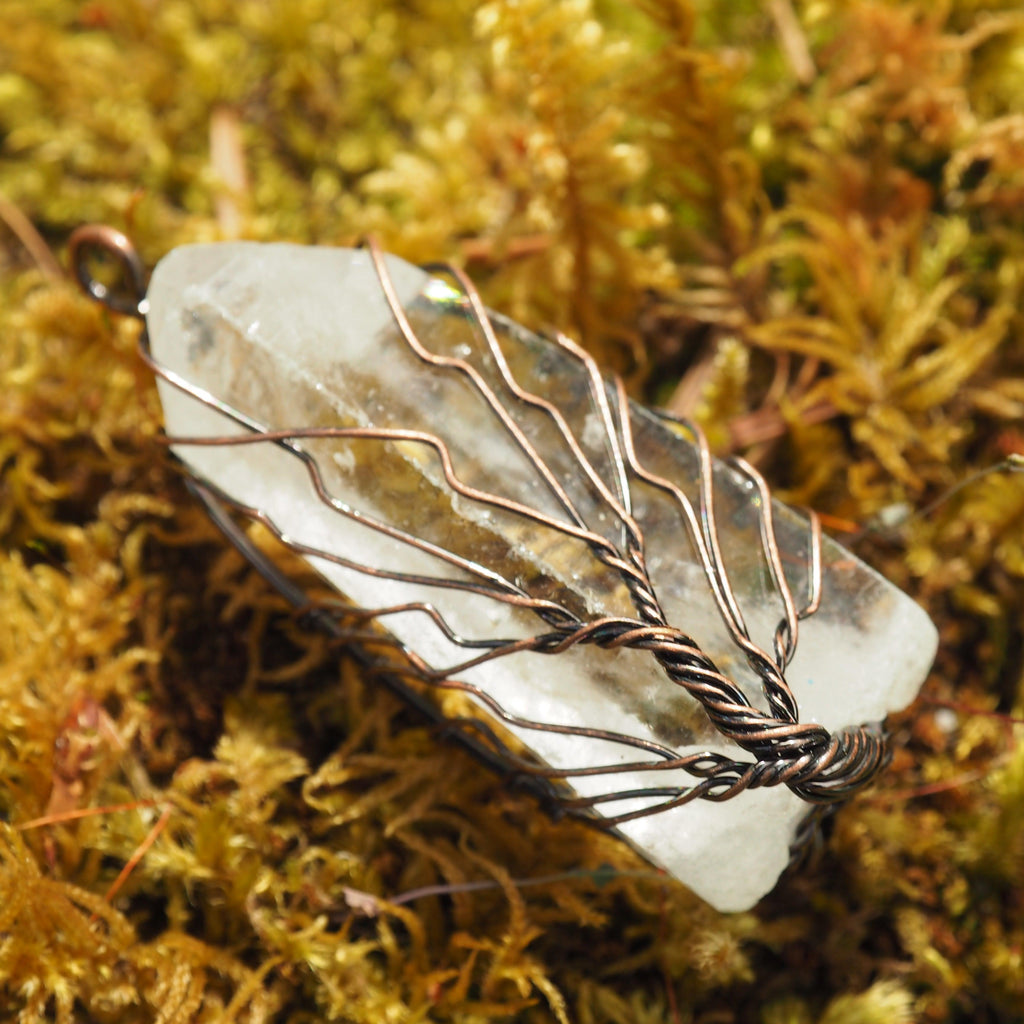 Tree of Life Wire Wrapped Natural Quartz Point Pendant - Earth Family Crystals