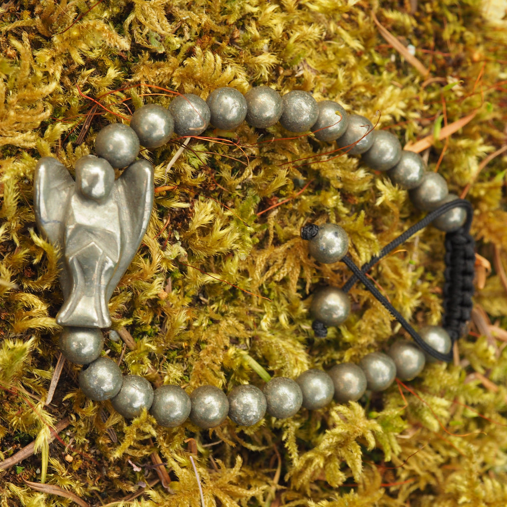 Gorgeous Golden Pyrite Angel Beaded  Adjustable Bracelet - Earth Family Crystals