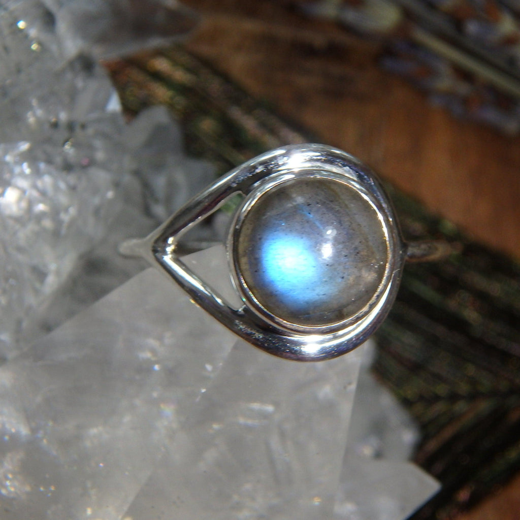 Gorgeous Stacking Ring~ Flashy Labradorite Sterling Silver Ring (Size 9) - Earth Family Crystals