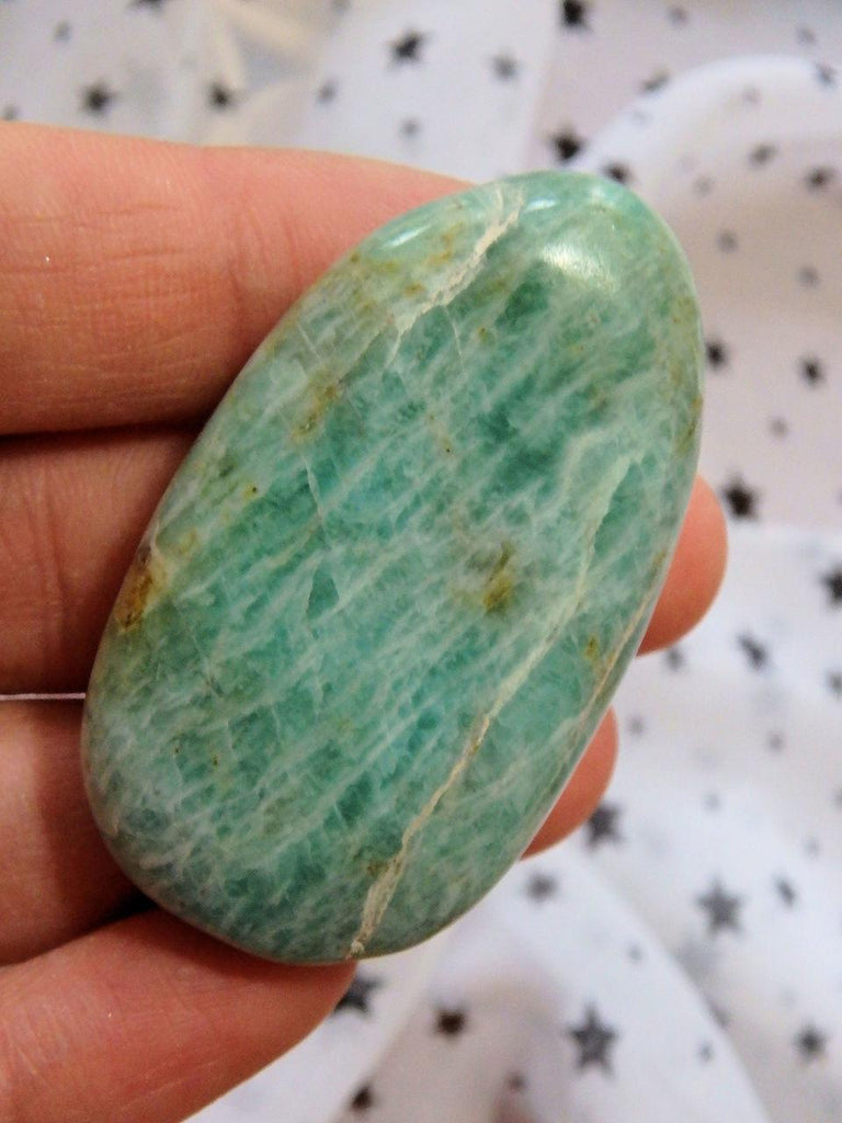 Tranquil Blue Amazonite Palm Stone - Earth Family Crystals
