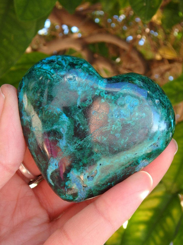 Robin Egg Blue & Deep Green Chrysocolla & Malachite Heart With Caves - Earth Family Crystals
