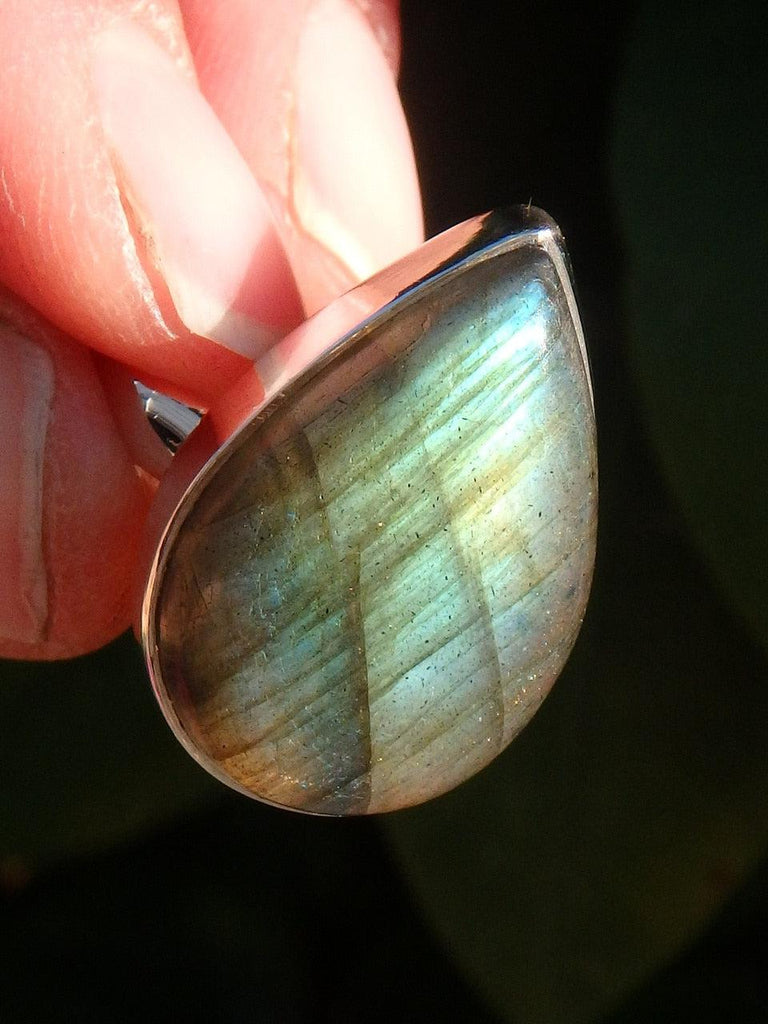 Stunning Raindrop Shaped Labradorite Gemstone Ring In Sterling Silver (Size 6.5) - Earth Family Crystals
