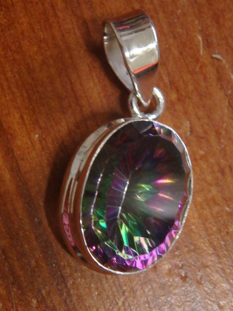 Incredible Rainbow Disco~ Mystic Topaz Faceted Gemstone Pendant In Sterling Silver (Includes Silver Chain) - Earth Family Crystals