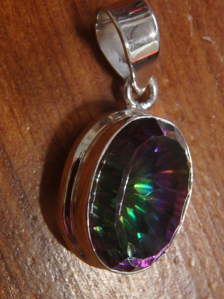 Incredible Rainbow Disco~ Mystic Topaz Faceted Gemstone Pendant In Sterling Silver (Includes Silver Chain) - Earth Family Crystals
