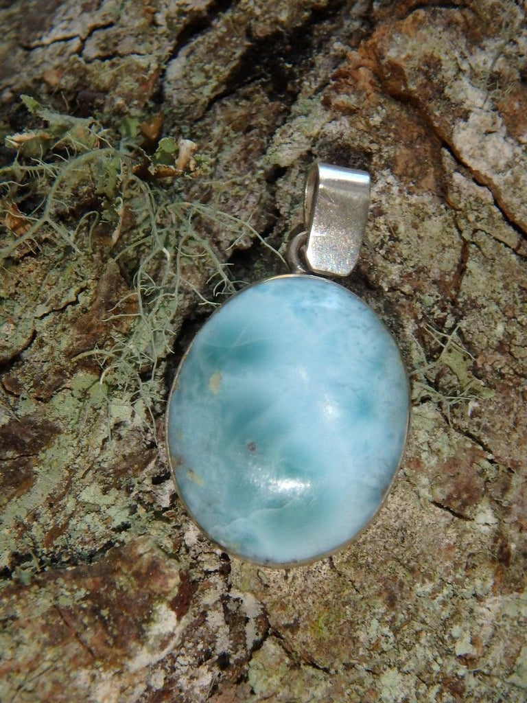 Soothing Blue Waters Larimar Pendant in Sterling Silver (Includes Silver Chain) - Earth Family Crystals