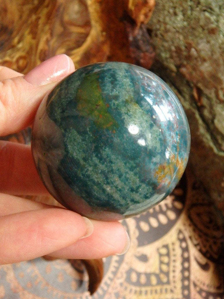 Divine Dotted Red Bloodstone Sphere Carving - Earth Family Crystals
