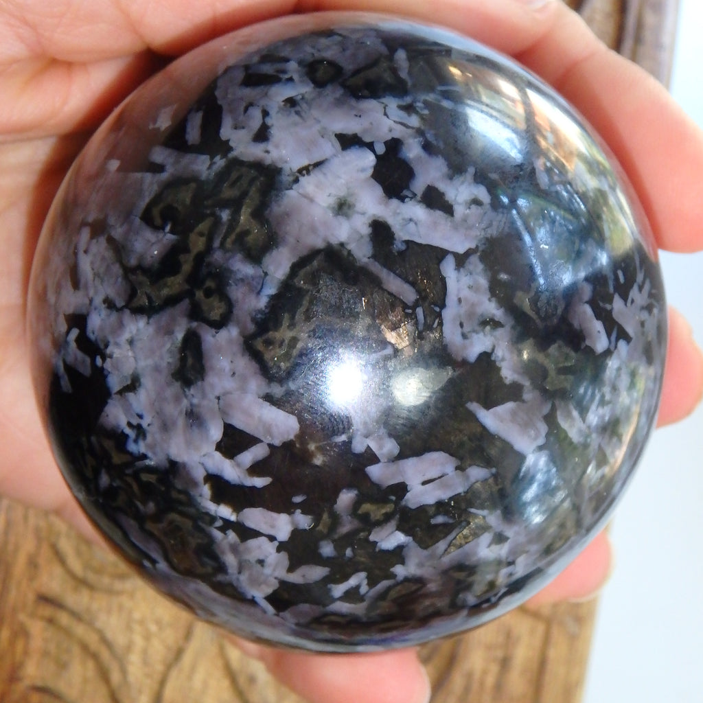 Gorgeous XL Indigo Gabbro Gemstone Sphere Carving From Madagascar - Earth Family Crystals