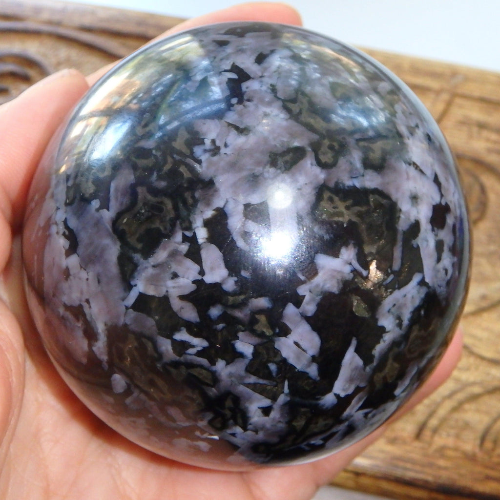 Gorgeous XL Indigo Gabbro Gemstone Sphere Carving From Madagascar - Earth Family Crystals