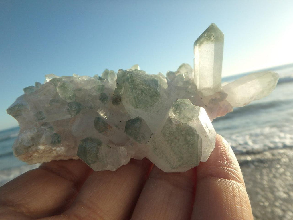 Gorgeous GREEN CHLORITE QUARTZ CLUSTER - Earth Family Crystals