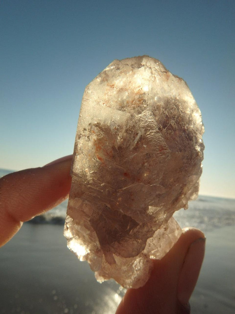 SELF HEALED PINK NIRVANA QUARTZ POINT With RECORD KEEPERS - Earth Family Crystals