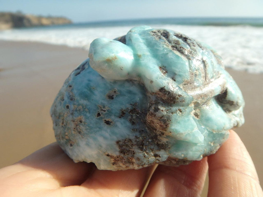 Really Special & Stunning LARIMAR GEMSTONE TURTLE CARVING - Earth Family Crystals