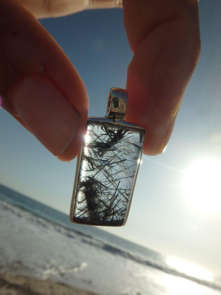 Beautiful TOURMALATED QUARTZ GEMSTONE PENDANT In Sterling Silver (Includes Silver Chain) - Earth Family Crystals