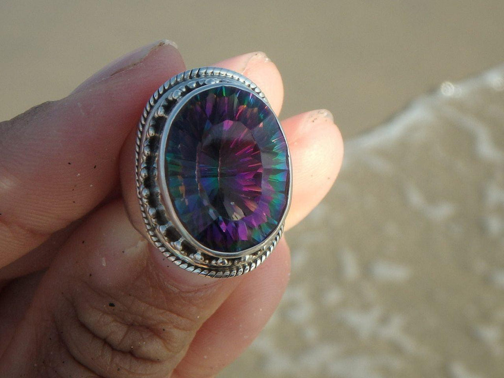 Breathtaking MYSTIC TOPAZ GEMSTONE RING In Sterling Silver (Size 6.5) - Earth Family Crystals