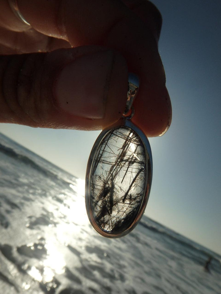 Terrific TOURMALATED QUARTZ GEMSTONE PENDANT In Sterling Silver (Includes Silver Chain) - Earth Family Crystals