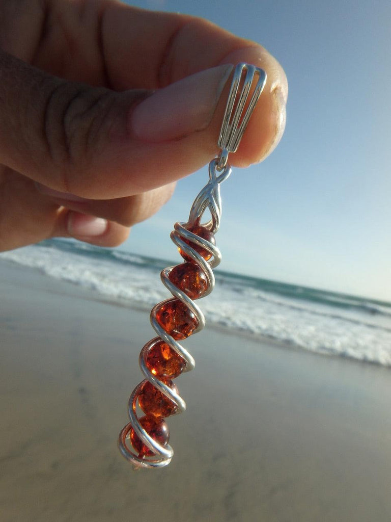 Unique BALTIC AMBER GEMSTONE PENDANT In Sterling Silver (Includes Silver Chain) - Earth Family Crystals