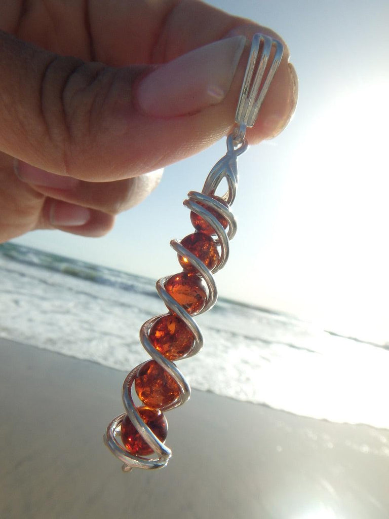Unique BALTIC AMBER GEMSTONE PENDANT In Sterling Silver (Includes Silver Chain) - Earth Family Crystals