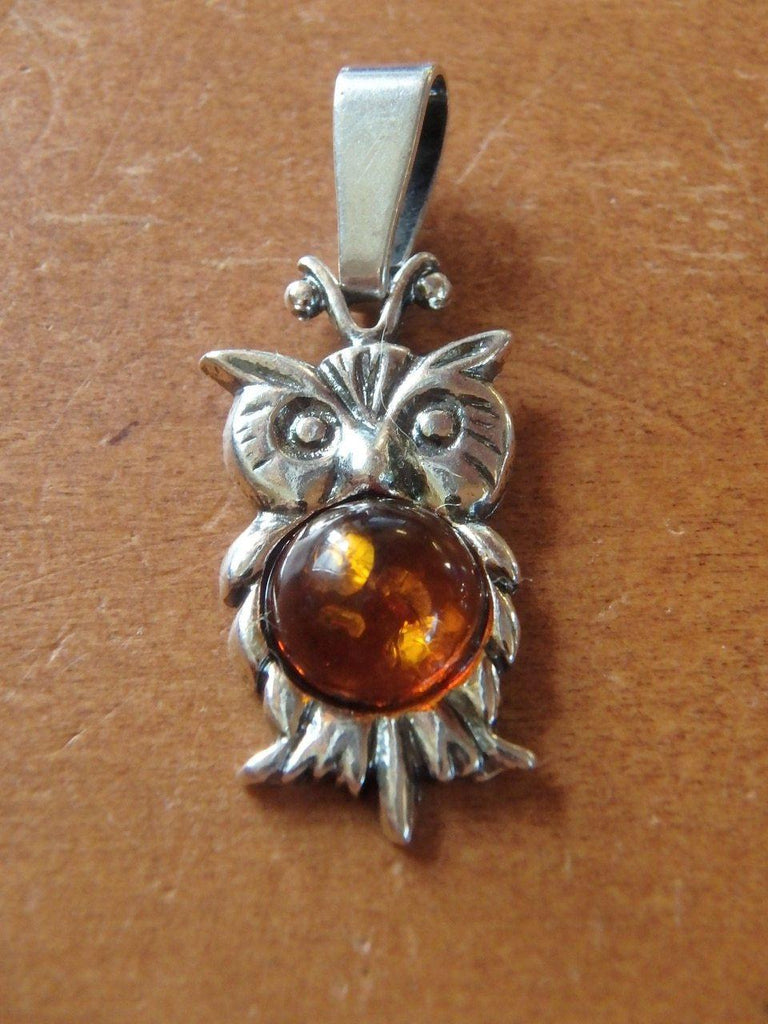 BALTIC AMBER OWL PENDANT* In Sterling Silver (Includes Silver Chain) - Earth Family Crystals