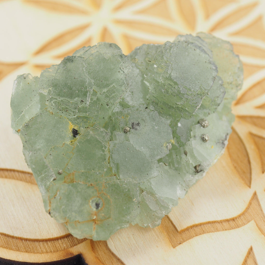 Raw Green Fluorite With Pyrite Inclusions #1 - Earth Family Crystals