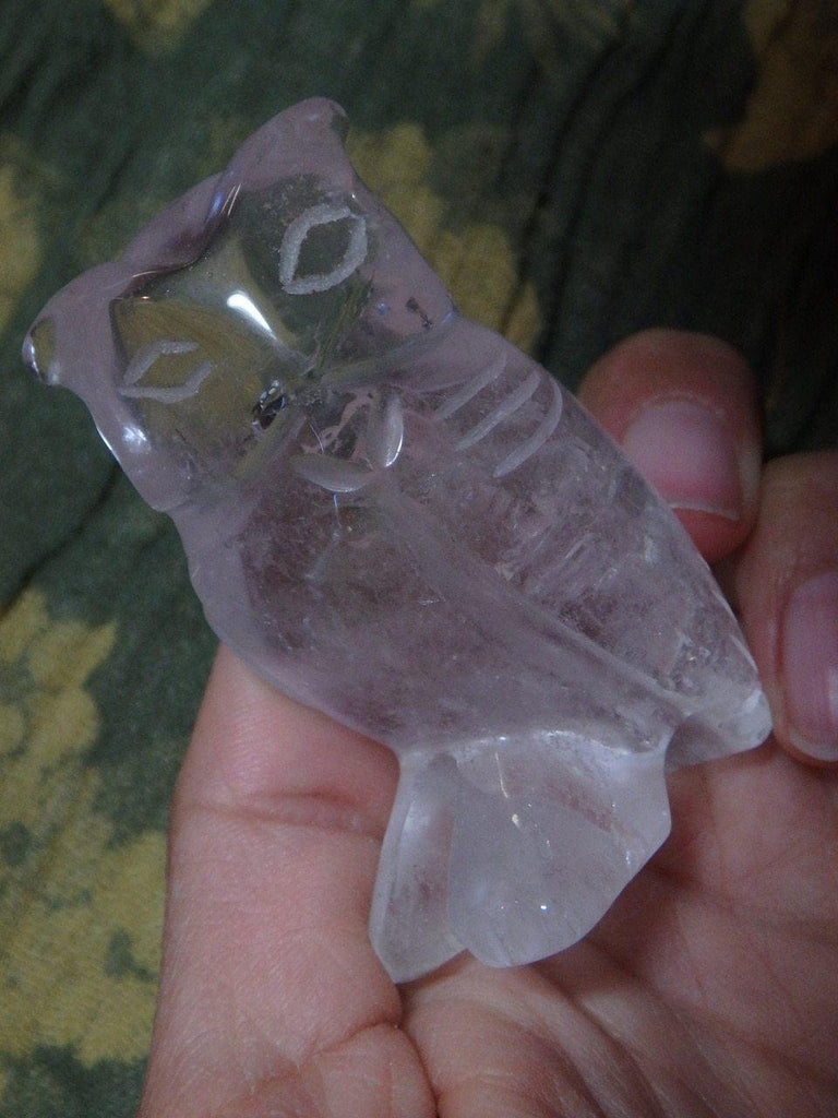 Beautiful CLEAR QUARTZ OWL CARVING - Earth Family Crystals