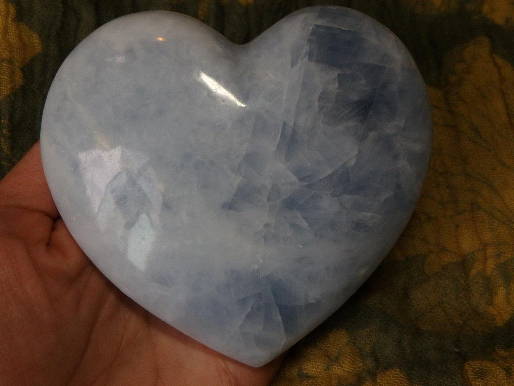 XL Sky Blue CALCITE GEMSTONE HEART - Earth Family Crystals