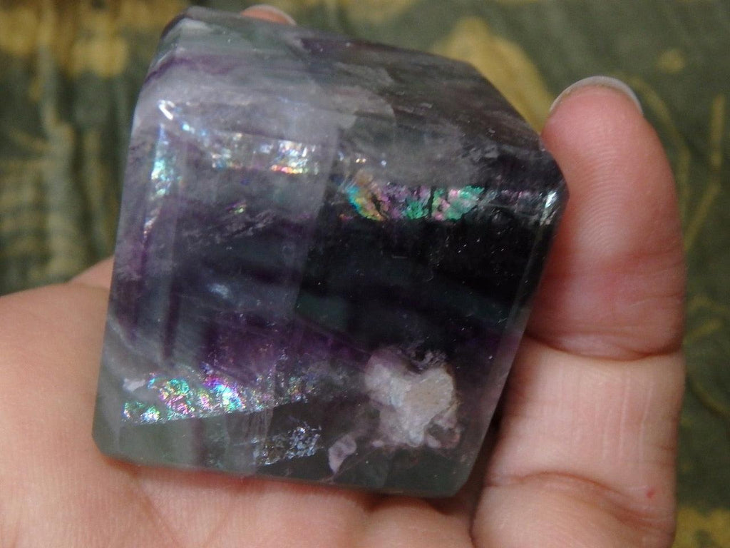 Mega Rainbows FLUORITE GEMSTONE CUBE - Earth Family Crystals