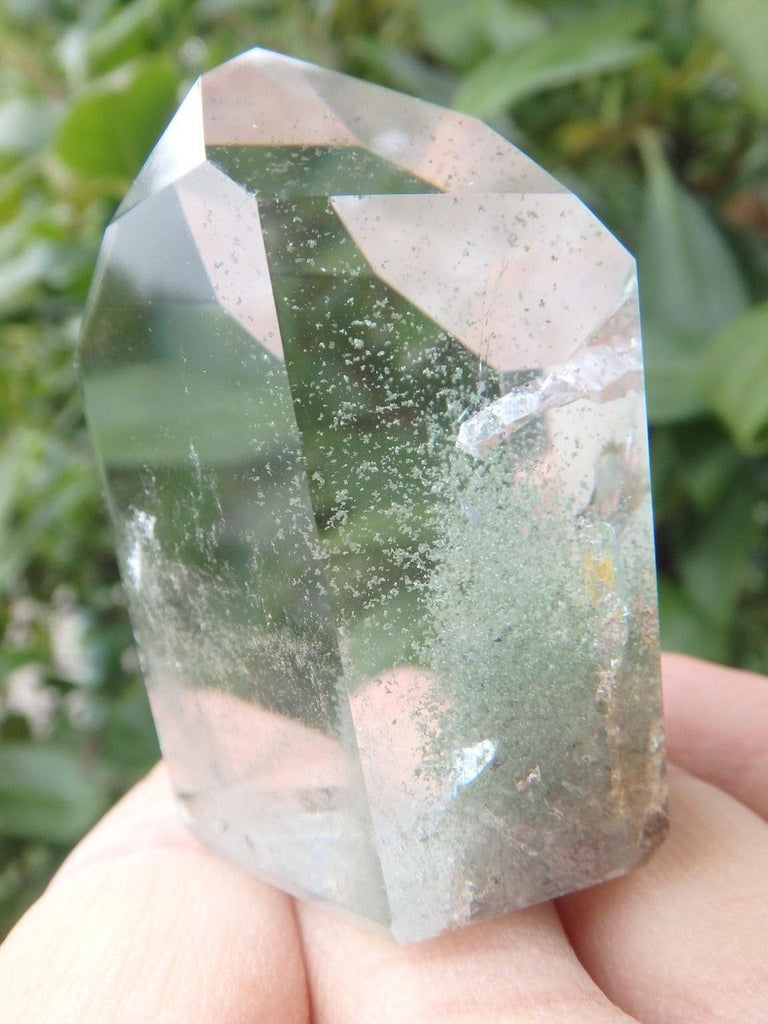GREEN CHLORITE PHANTOM QUARTZ GENERATOR With Intergrown Point - Earth Family Crystals