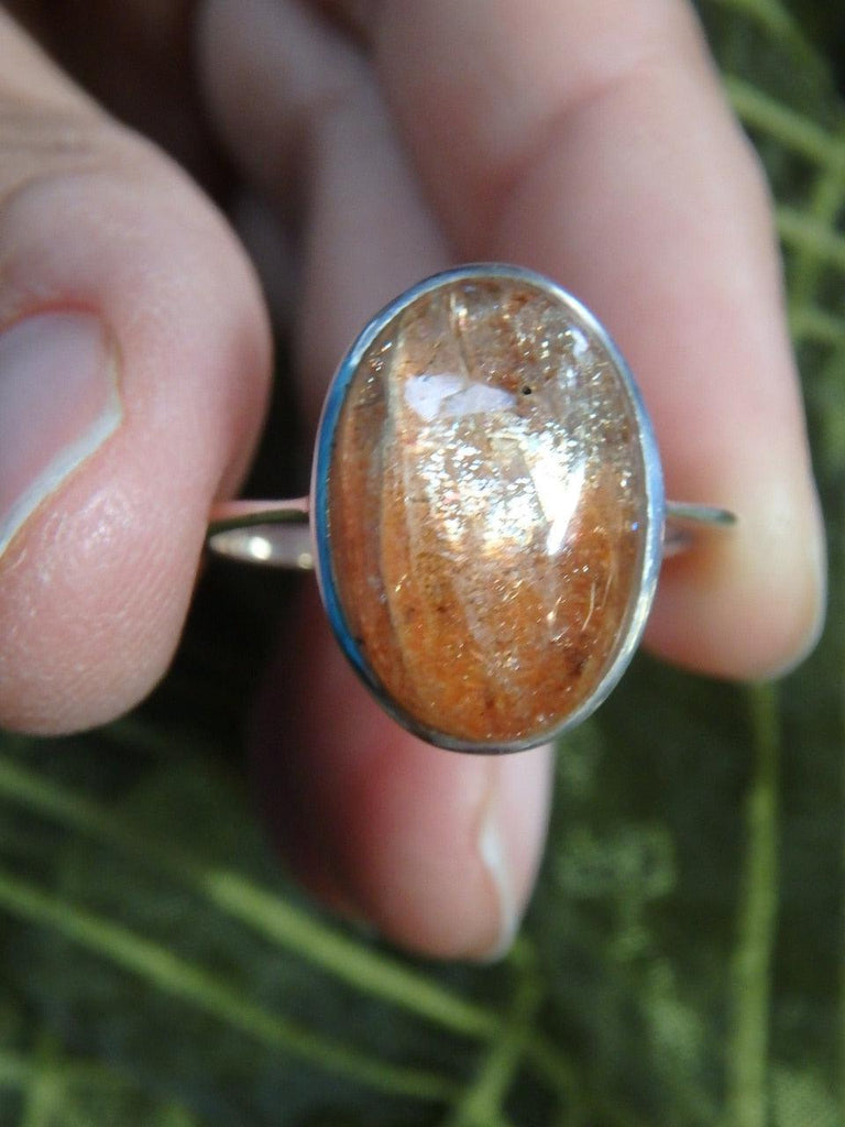 Orange Fire SUNSTONE RING In Sterling Silver (Size 8) - Earth Family Crystals