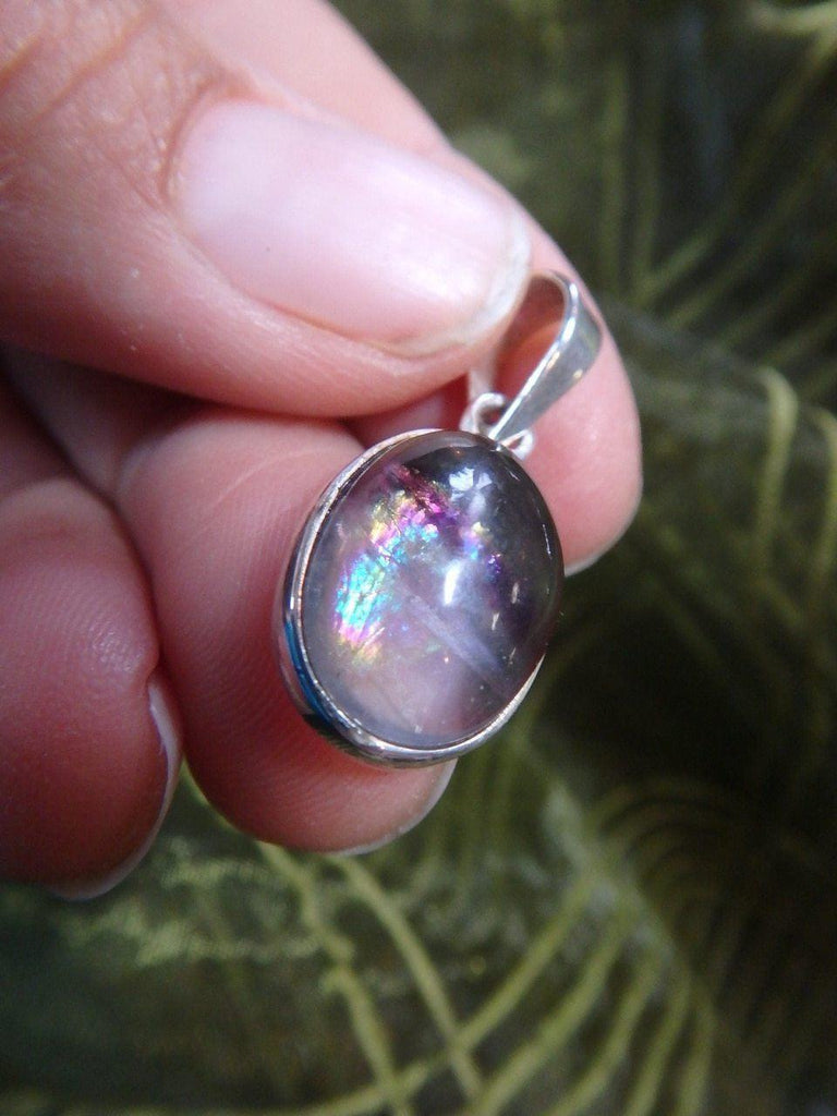 Double Terminated   RAINBOW FLUORITE GEMSTONE PENDANT In Sterling Silver (Includes Silver Chain) - Earth Family Crystals