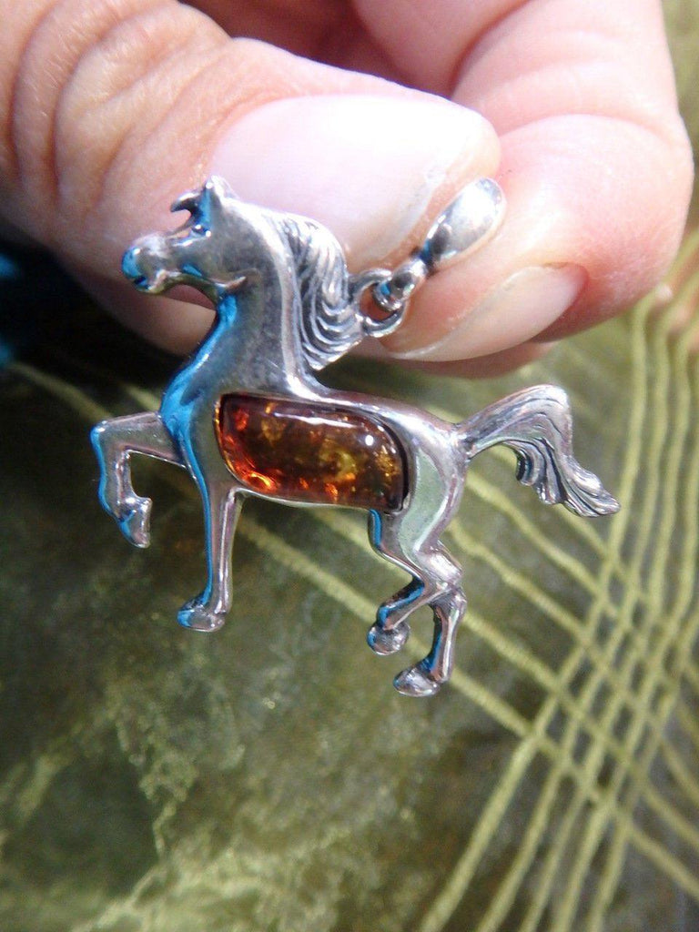 BALTIC AMBER HORSE PENDANT In Sterling Silver (Includes Silver chain) - Earth Family Crystals