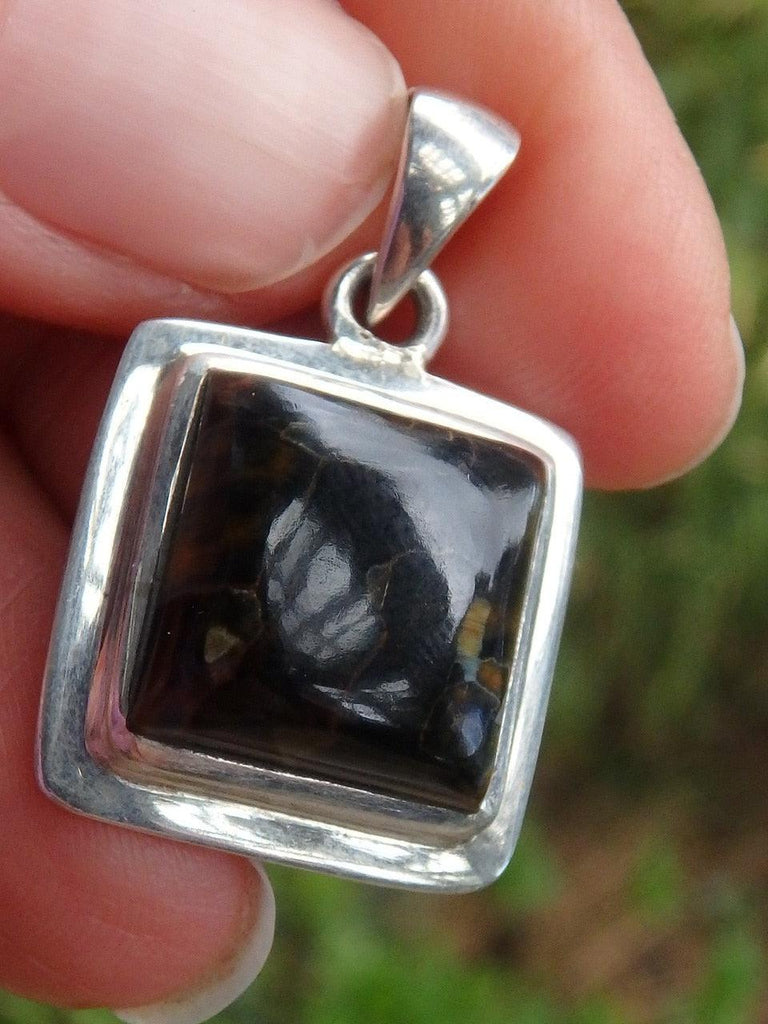 Silky Golden & Blue Pietersite Pendant In Sterling Silver  (Includes Silver Chain) - Earth Family Crystals