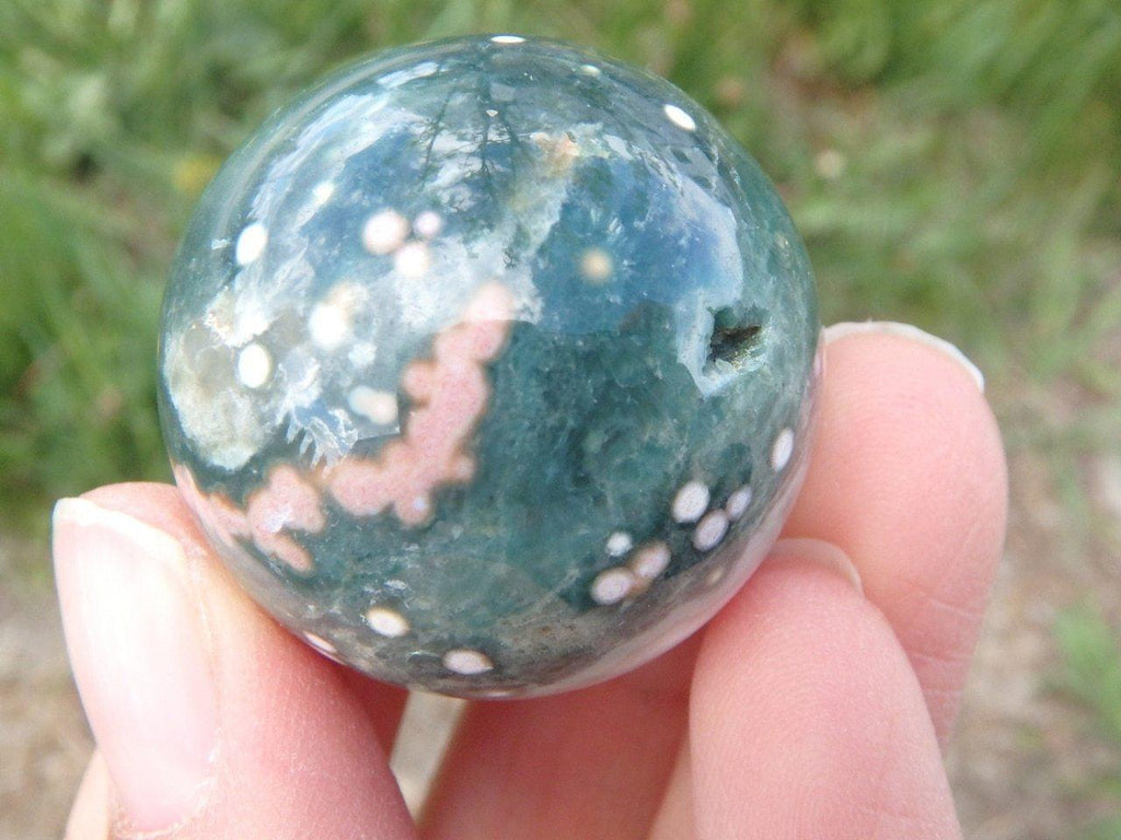 Adorable OCEAN JASPER SPHERE With Druzy Caves - Earth Family Crystals