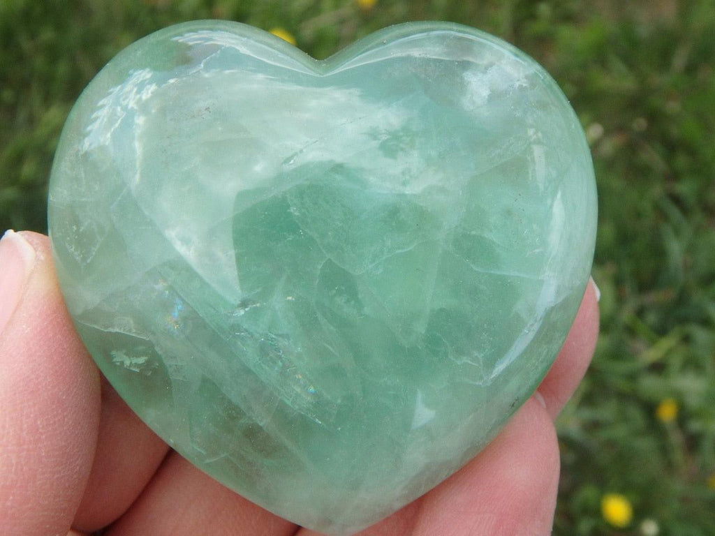 GREEN FLUORITE GEMSTONE HEART - Earth Family Crystals