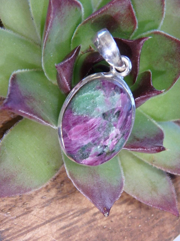 Fantastic FACETED RUBY ZOISITE GEMSTONE PENDANT In Sterling Silver (Includes Silver Chain) - Earth Family Crystals