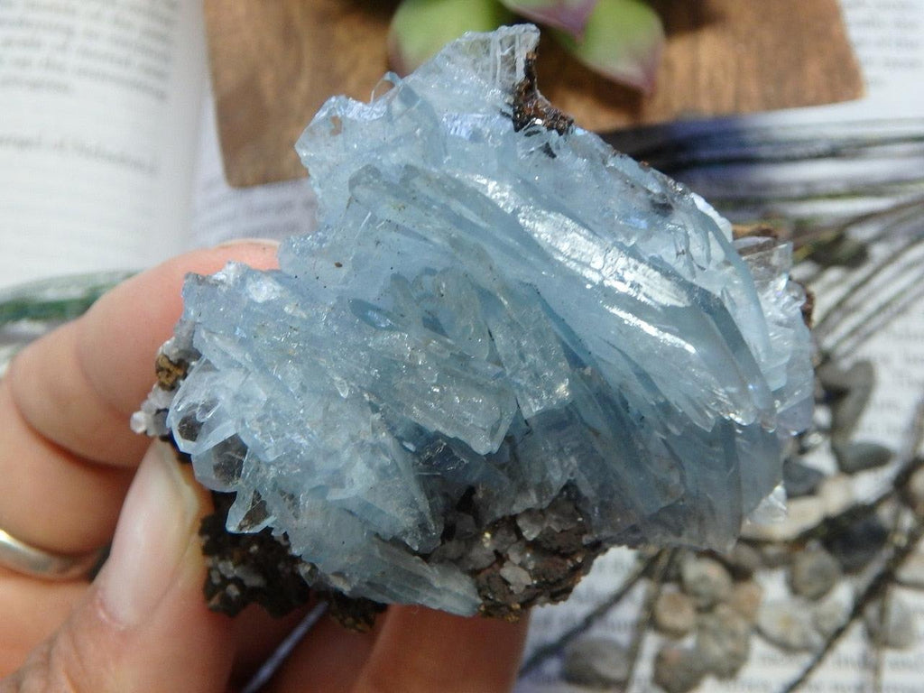 Reserved for danielle Soft Sky BLUE BARITE On Matrix SPECIMEN - Earth Family Crystals