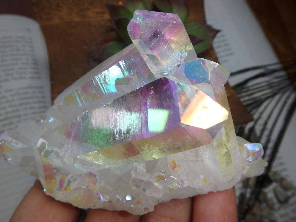 Staggering  Beauty! Extreme Glimmer ANGEL AURA QUARTZ CLUSTER - Earth Family Crystals