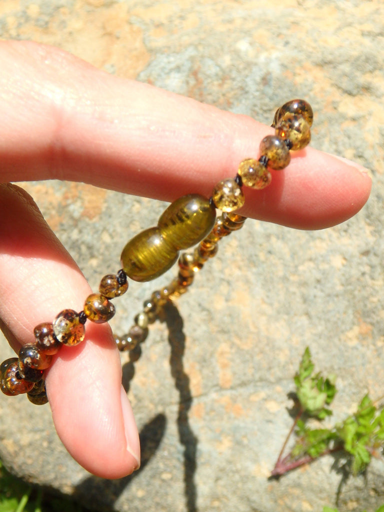 Earthy Green Lithuanian Baltic Amber Adult Necklace - Earth Family Crystals