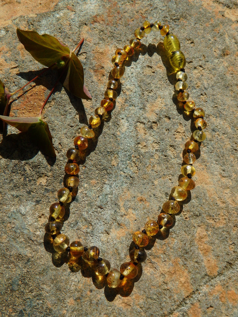 Vibrant Lemon Baby/Child Lithuanian Baltic Amber Necklace - Earth Family Crystals