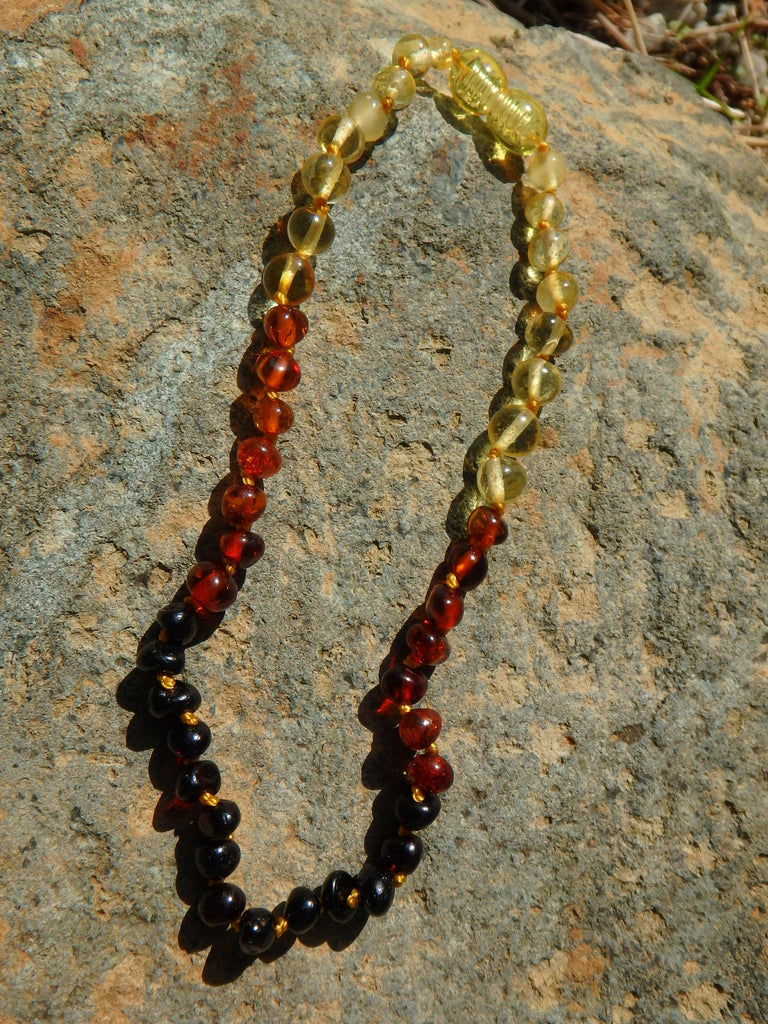 Rainbow Beads Baby/Child Lithuanian Baltic Amber Necklace - Earth Family Crystals