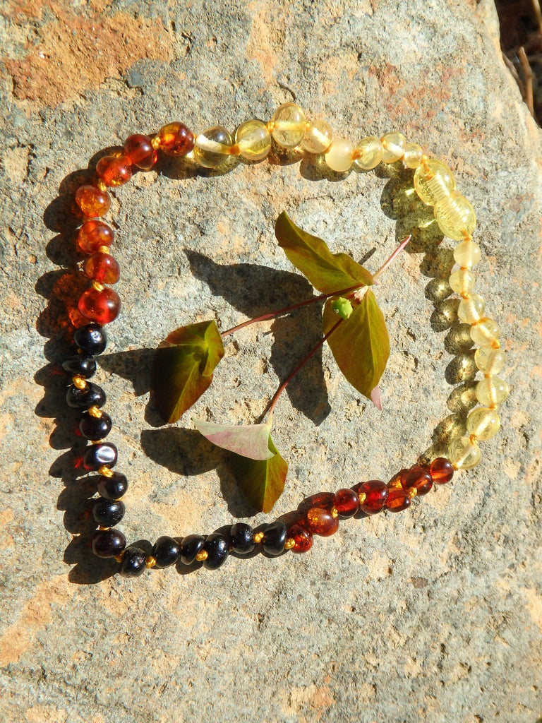 Rainbow Beads Baby/Child Lithuanian Baltic Amber Necklace - Earth Family Crystals
