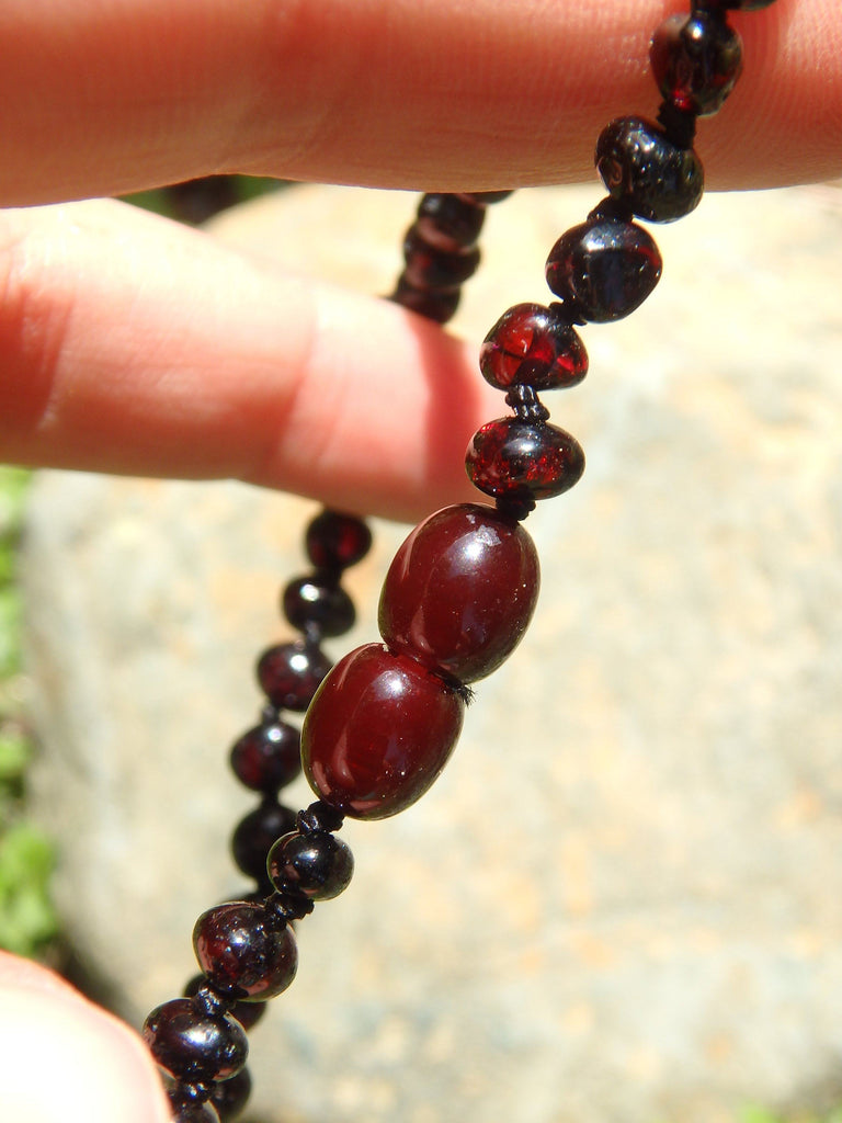 Dark Burgundy Beads Baby/Child Lithuanian Baltic Amber Necklace - Earth Family Crystals